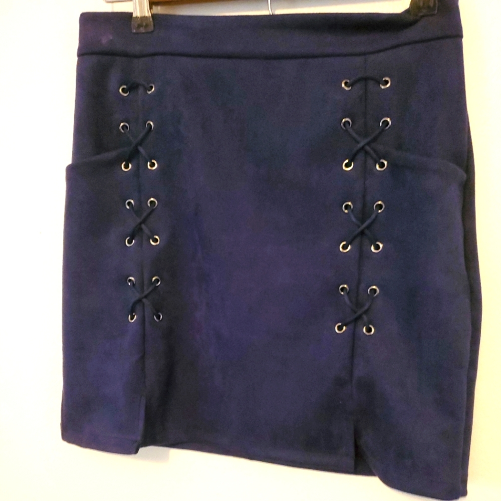 Sexy soft blue skirt with cross ties